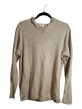 PAKA Beige Unisex Knit Alpaca Nylon Pullover Hoodie Long Sleeve Solid L Regular